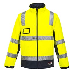 Huski Chassis Hi-Vis 2-in-1 Contrast Softshell Jacket 3 Layer 5XL Yellow And Navy