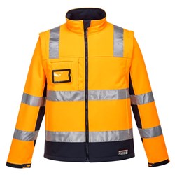 Huski Chassis Hi-Vis 2-in-1 Contrast Softshell Jacket 3 Layer XL Railway Orange