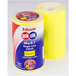 QUIKSTIK MARK I LABELS 22x12mm REMOVABLE FLUORO YELLOW ROLL OF 1500