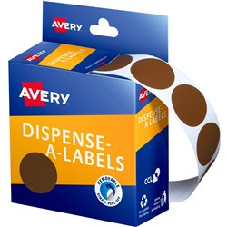AVERY DMC24BR DISPENSER LABEL Circle 24mm Brown