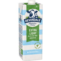 Devondale UHT Long Life Extra Light Milk 1 Litre Pack Of 10 **GREEN**