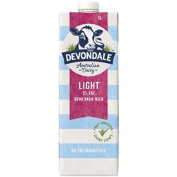 DEVONDALE UHT MILK SEMI SKIM 1L Pack 10 **pink**